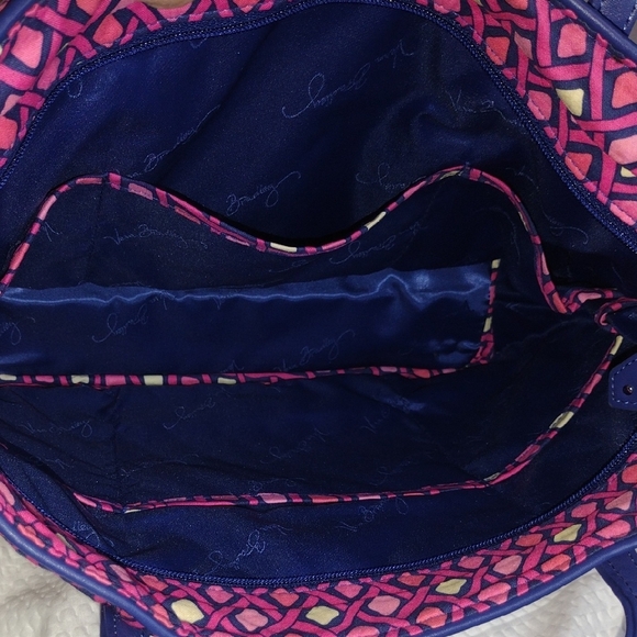 Vera Bradley Tote Bag In Katalina Pink Diamonds With Purple Trim - Picture 10 of 11